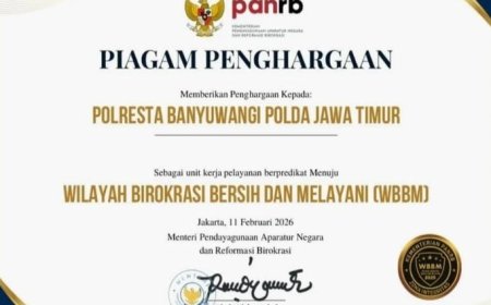 Penghargaan ZI Menuju WBBM 2025 Diraih Polresta Banyuwangi