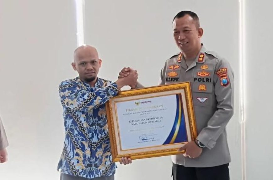Ombudsman RI Beri Penghargaan Pelayanan Prima kepada Polresta Sidoarjo